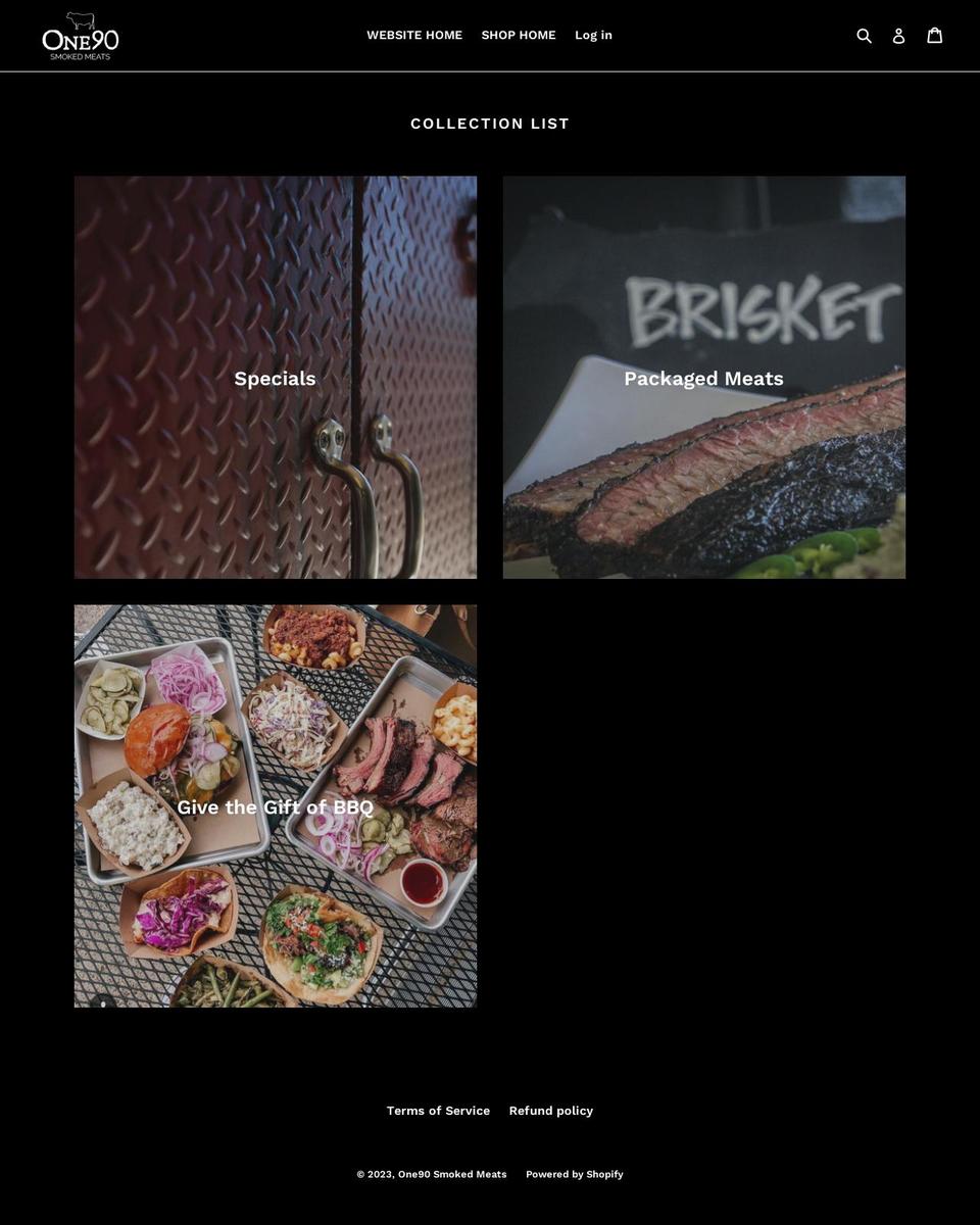one90-smoked-meats.myshopify.com shopify website screenshot