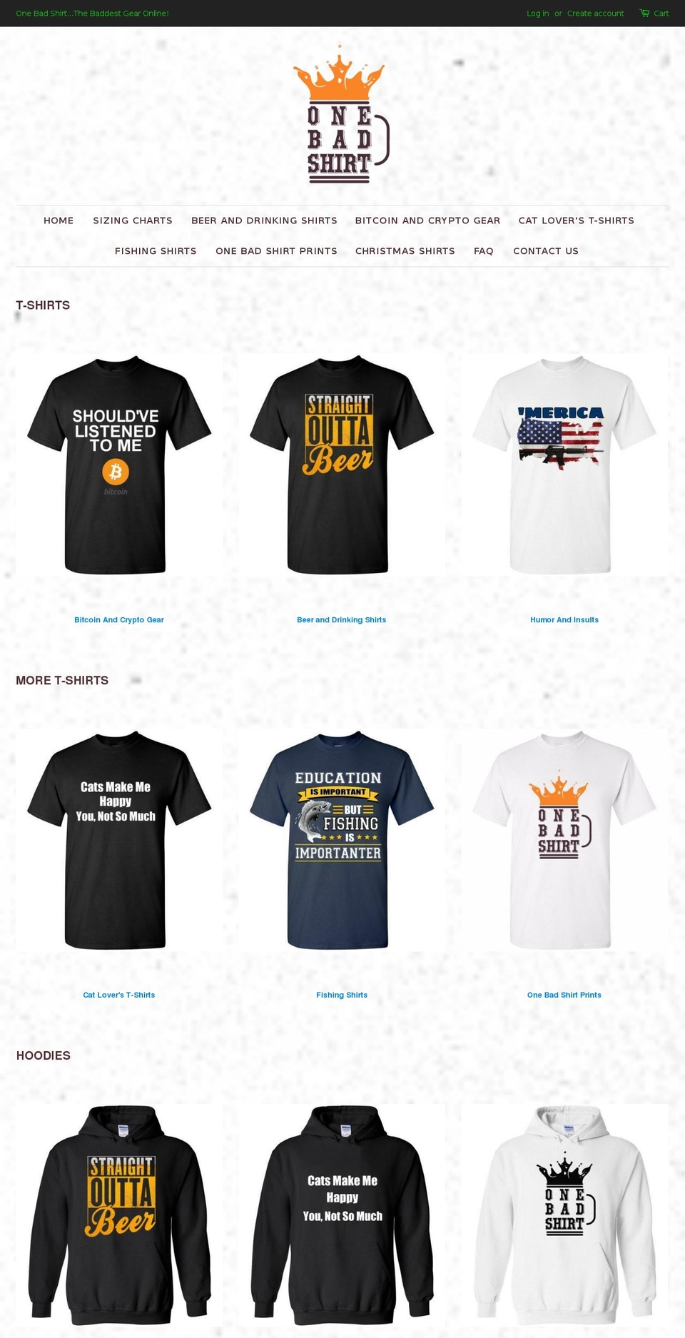 onebadshirt.com — Shopify storefront screenshot