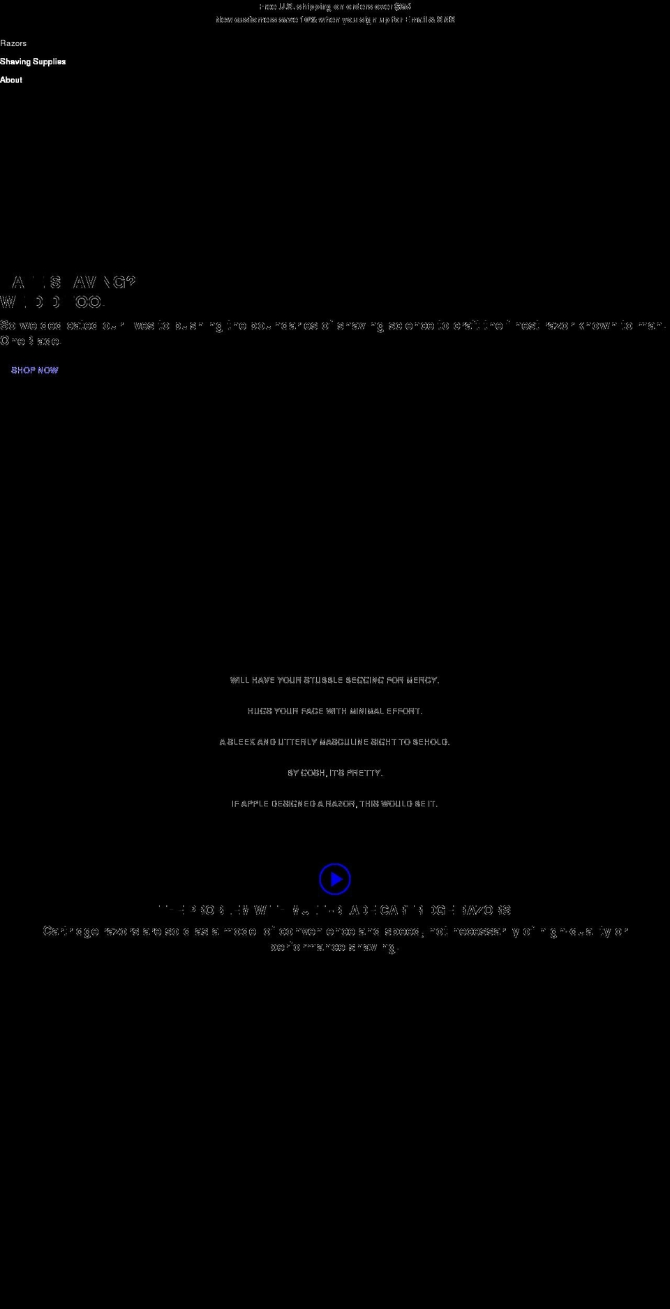 oneblade.net shopify website screenshot