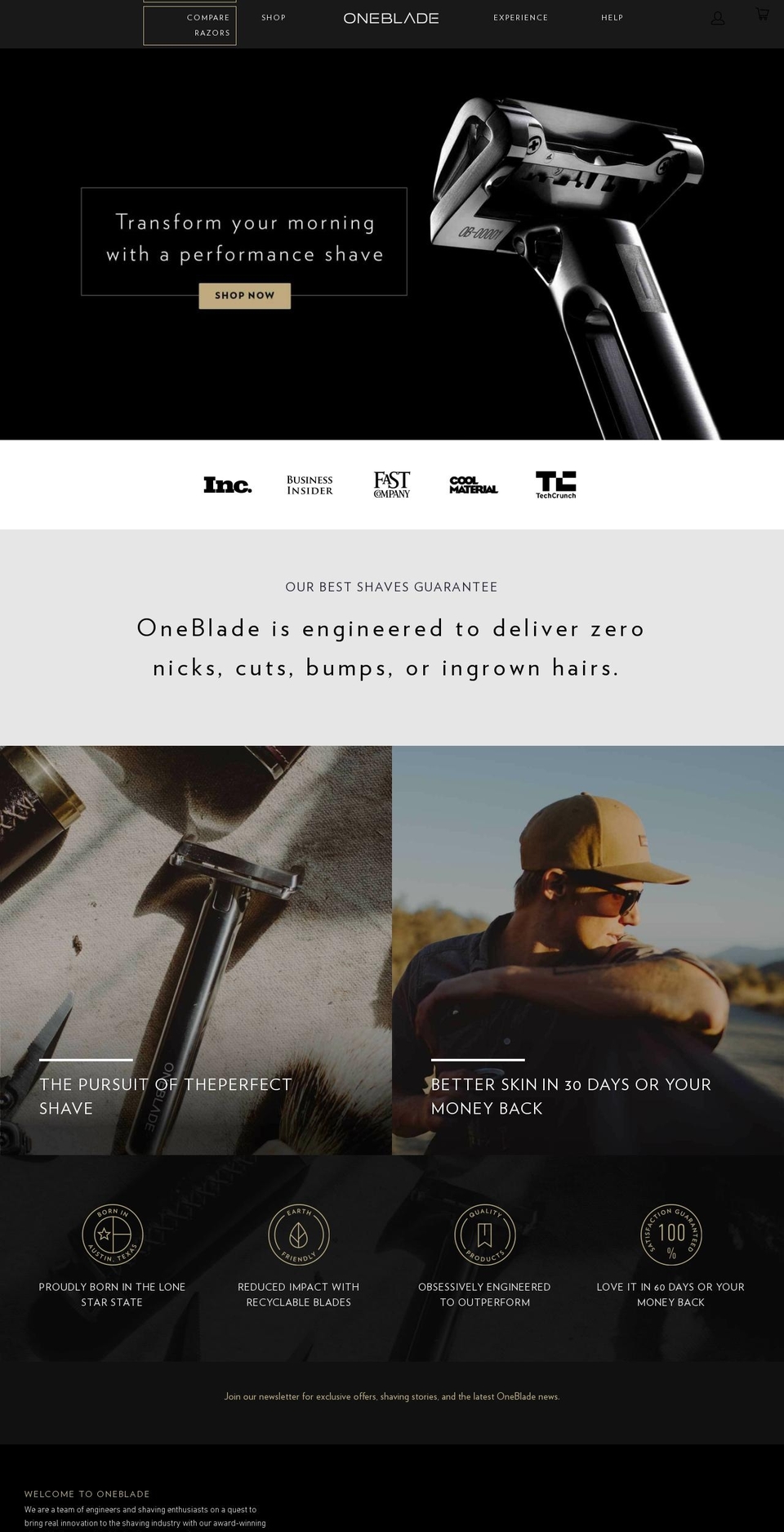 Checkout Upgrade - Duplicate Shopify theme site example onebladeshave.com