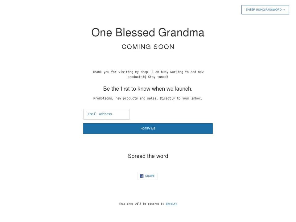 oneblessedgrandma.com shopify website screenshot
