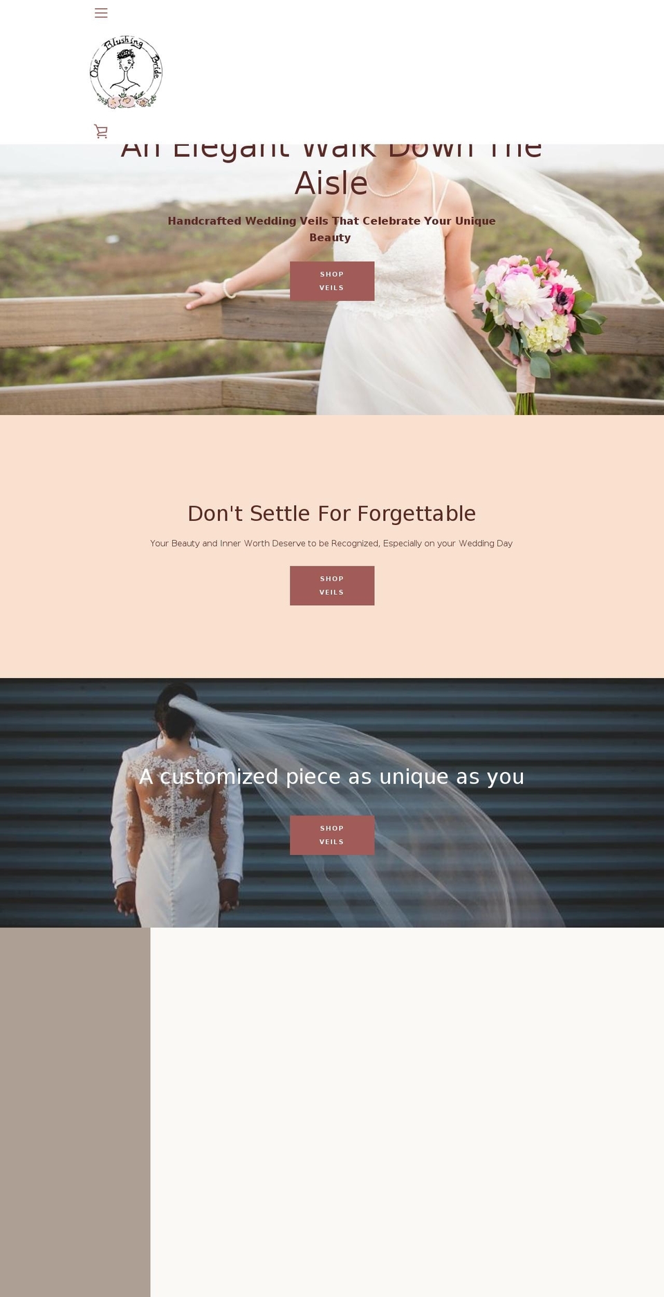 oneblushingbride.net shopify website screenshot