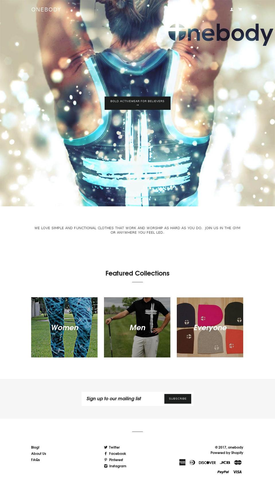 onebodyathletics.com shopify website screenshot