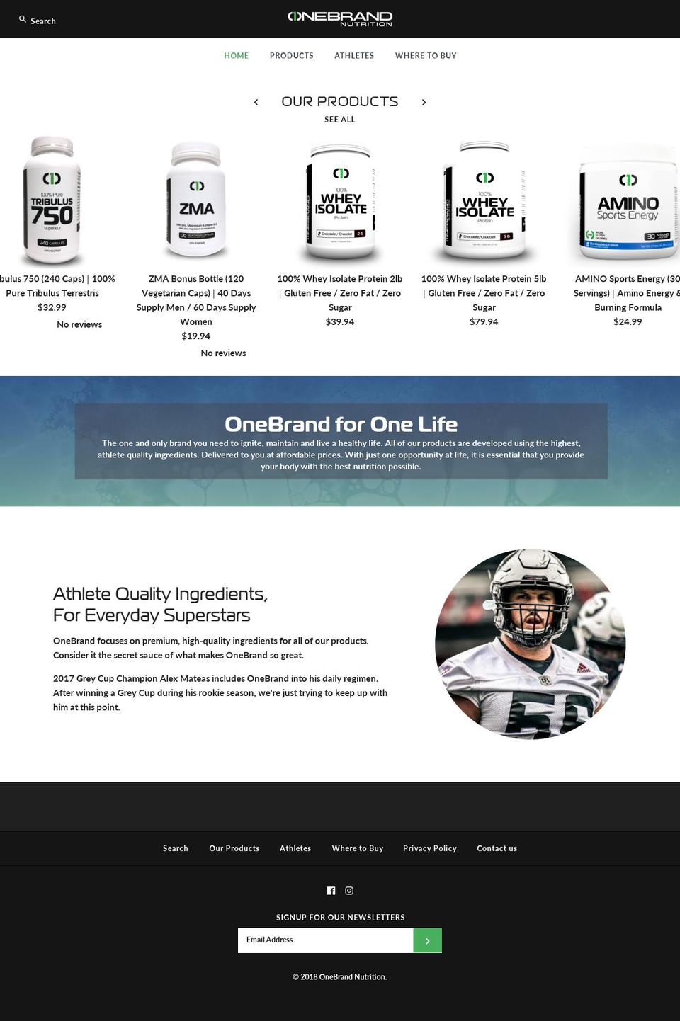 onebrandnutrition.com shopify website screenshot