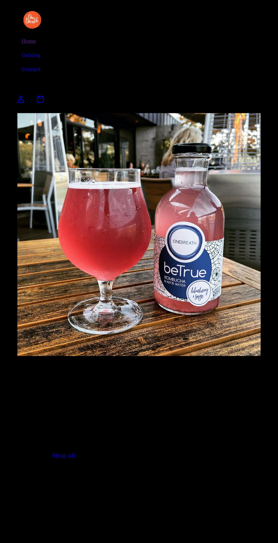 onebreathbeverage.com shopify website screenshot