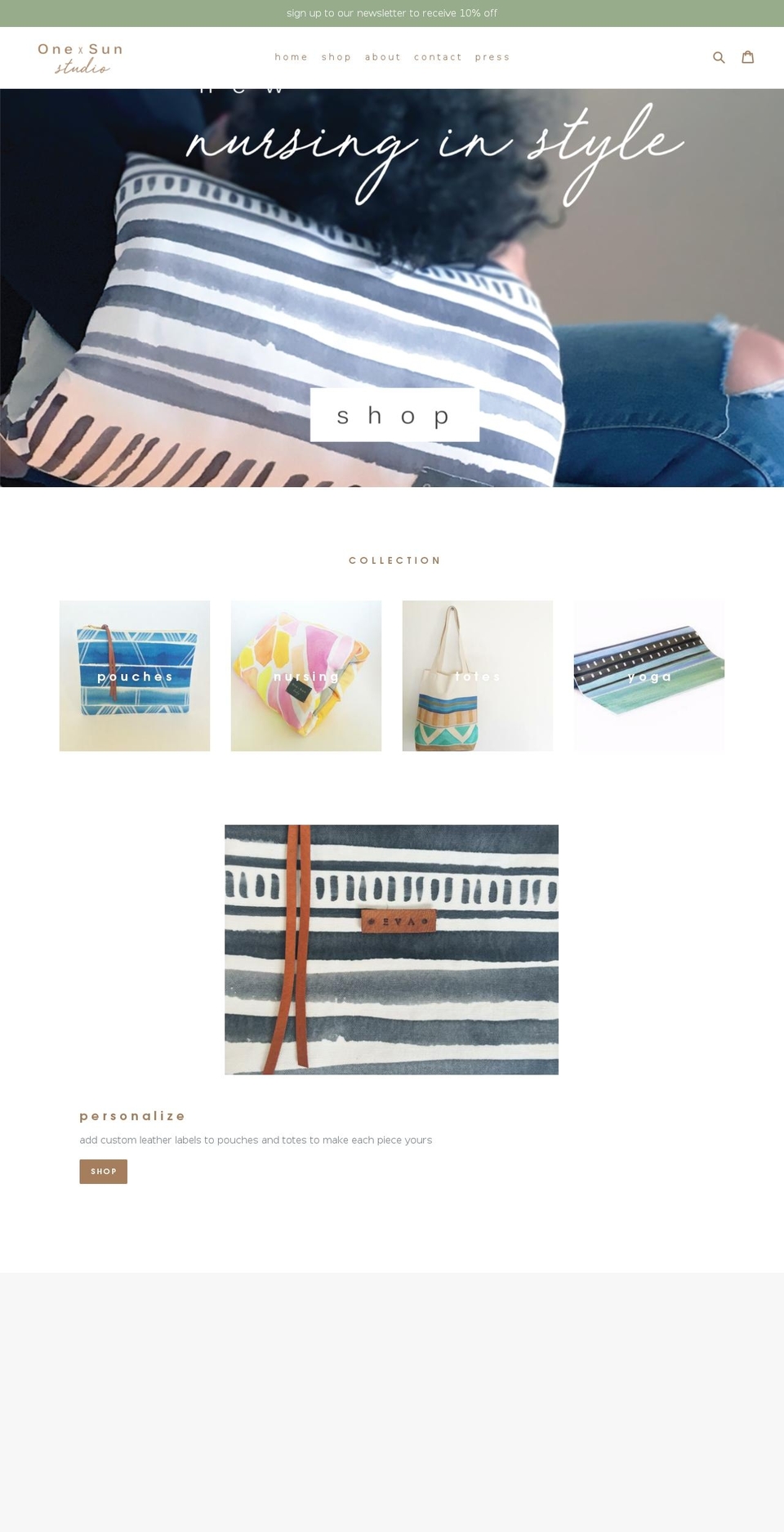 onebysun.com — Shopify storefront screenshot