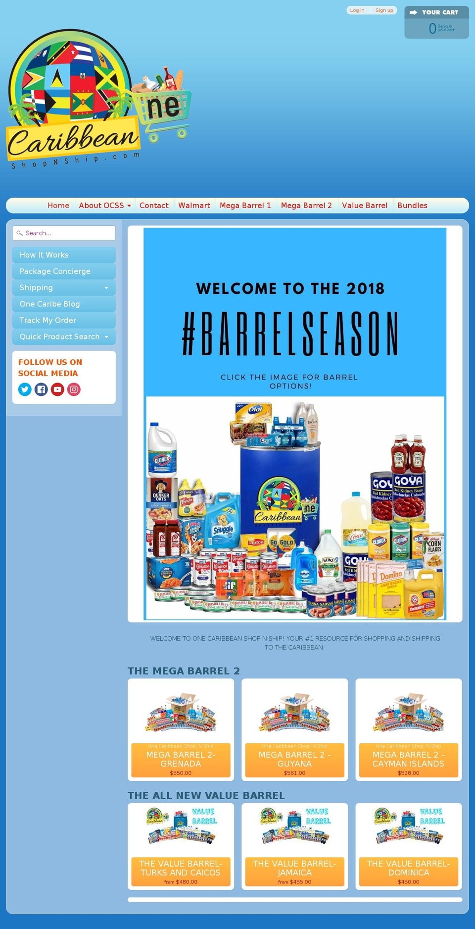 onecaribbeanshopandship.com — Shopify storefront screenshot