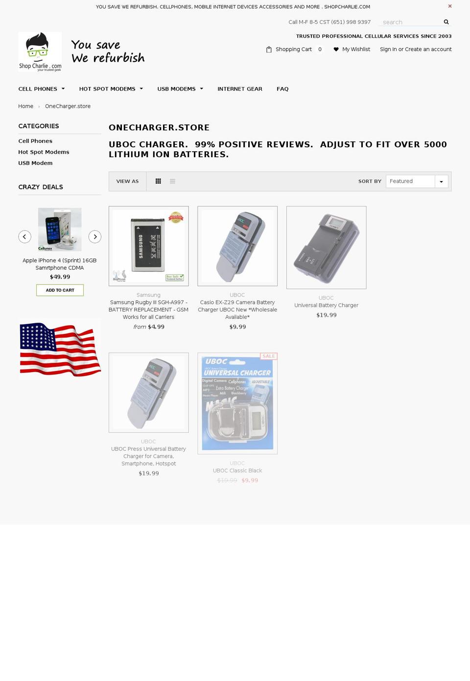 onecharger.com — Shopify storefront screenshot