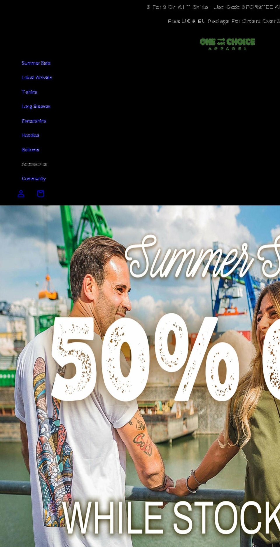 onechoiceapparel.co.uk shopify website screenshot