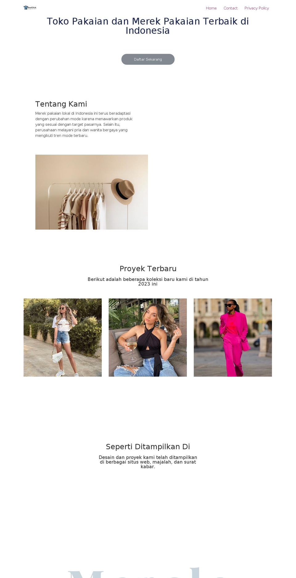 oneclickapparel.com — Shopify storefront screenshot