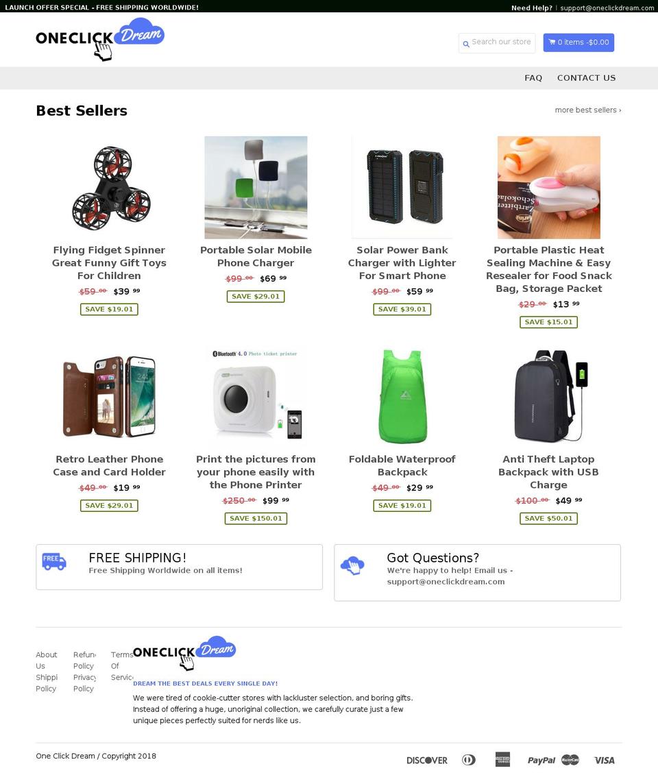 oneclickdream.com — Shopify storefront screenshot