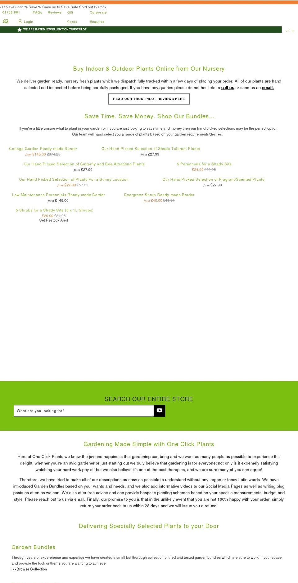 oneclickplants.co.uk shopify website screenshot