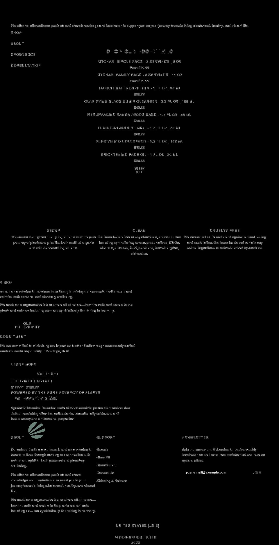 oneconsciousearth.com shopify website screenshot