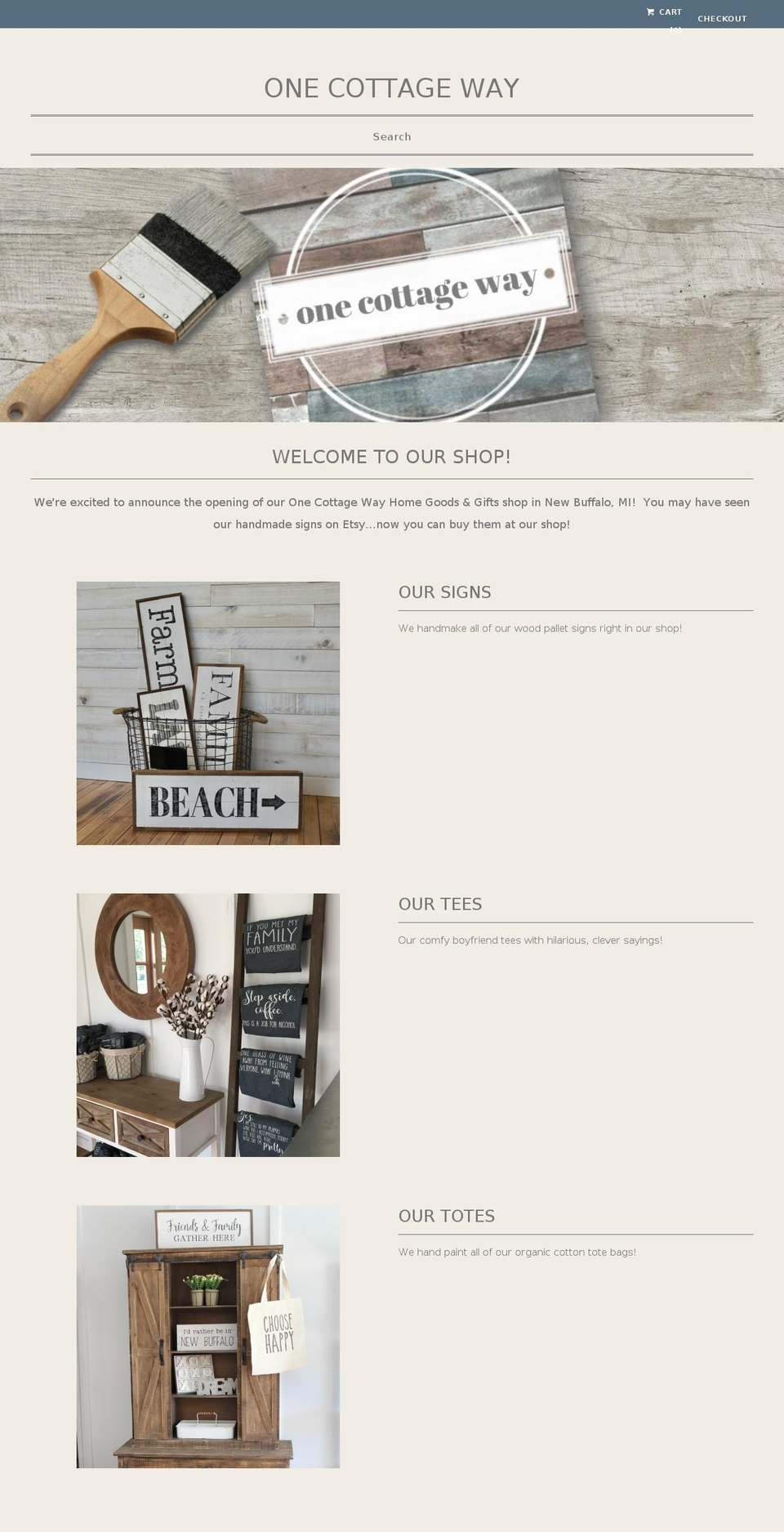 onecottageway.com — Shopify storefront screenshot