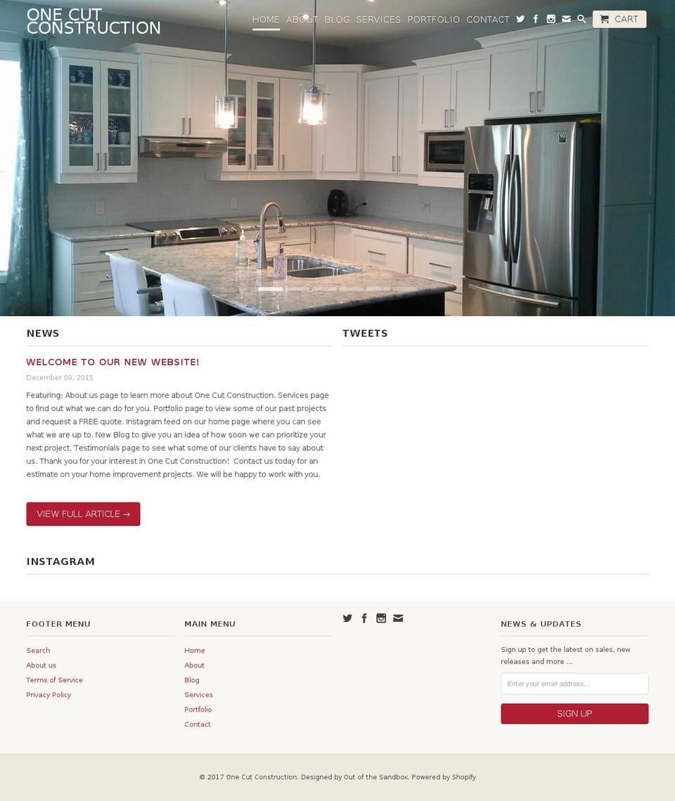 onecutconstruction.ca shopify website screenshot