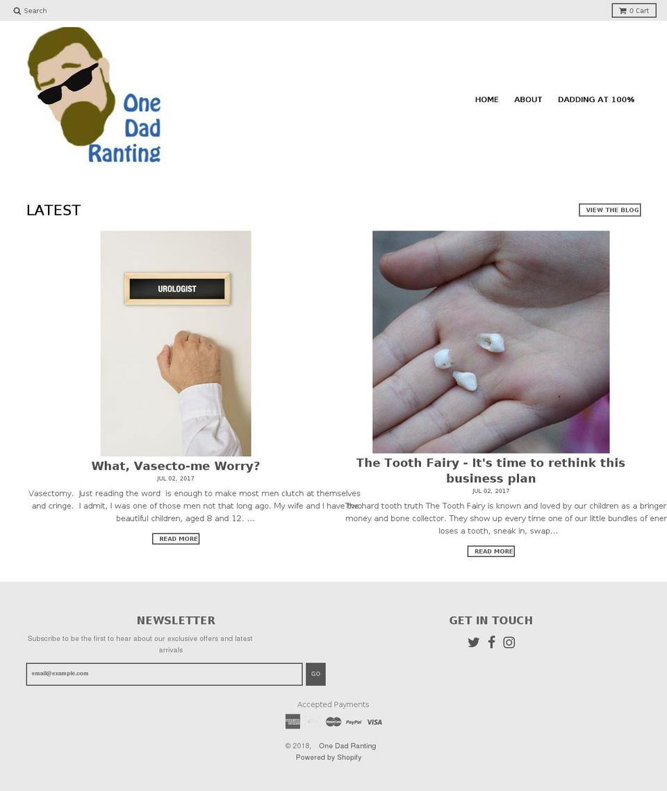onedadranting.com — Shopify storefront screenshot
