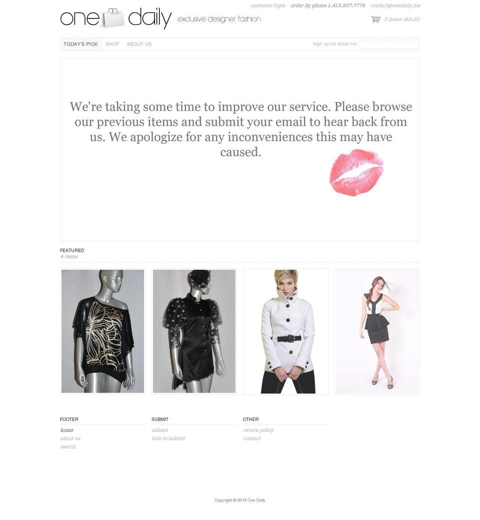 onedaily.me shopify website screenshot