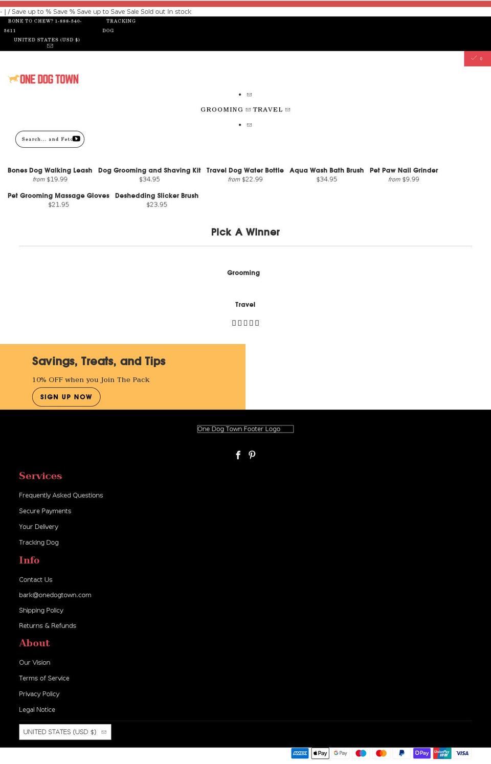 onedogtown.com shopify website screenshot