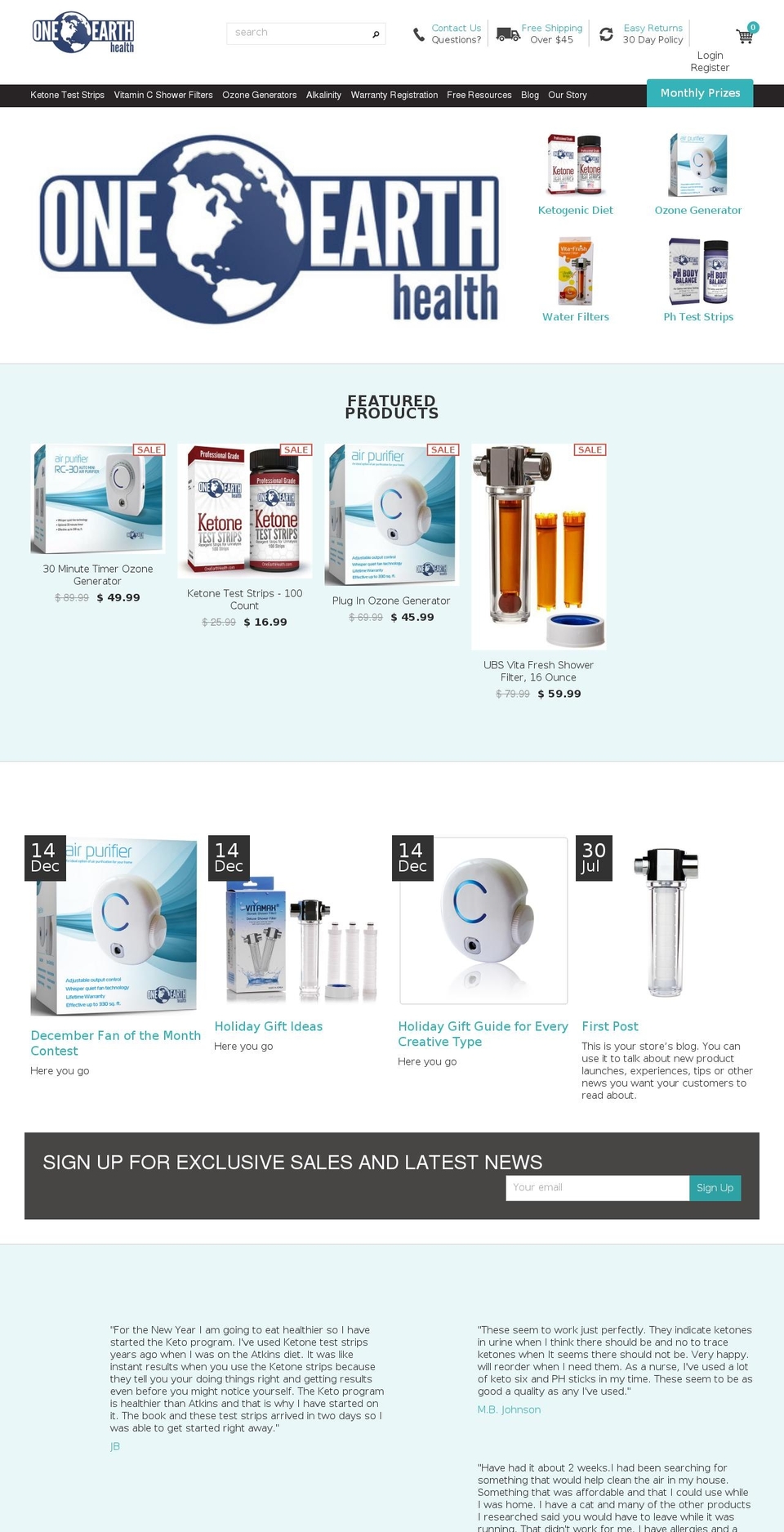 oneearthhealth.com shopify website screenshot