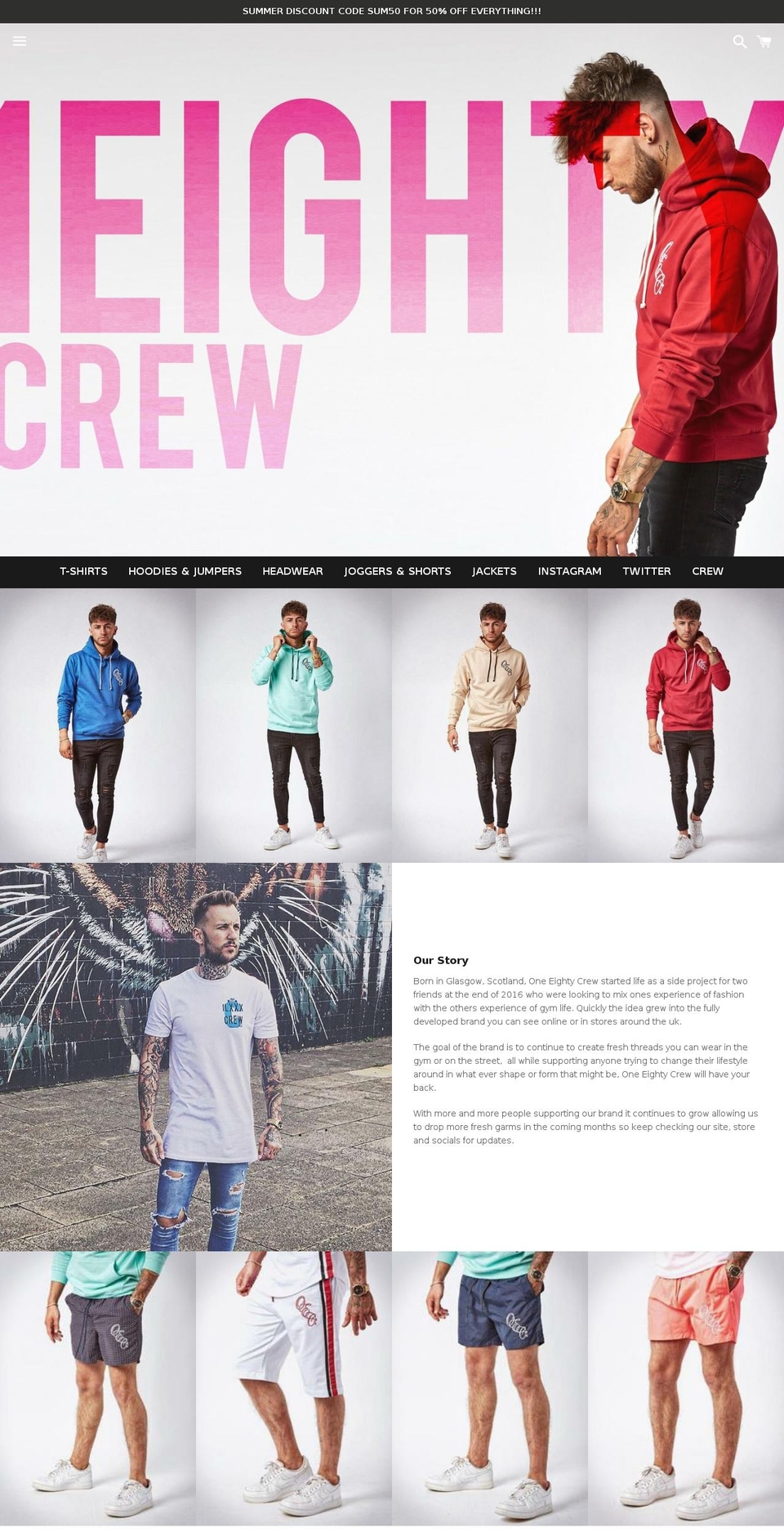 oneeightycrew.com — Shopify storefront screenshot