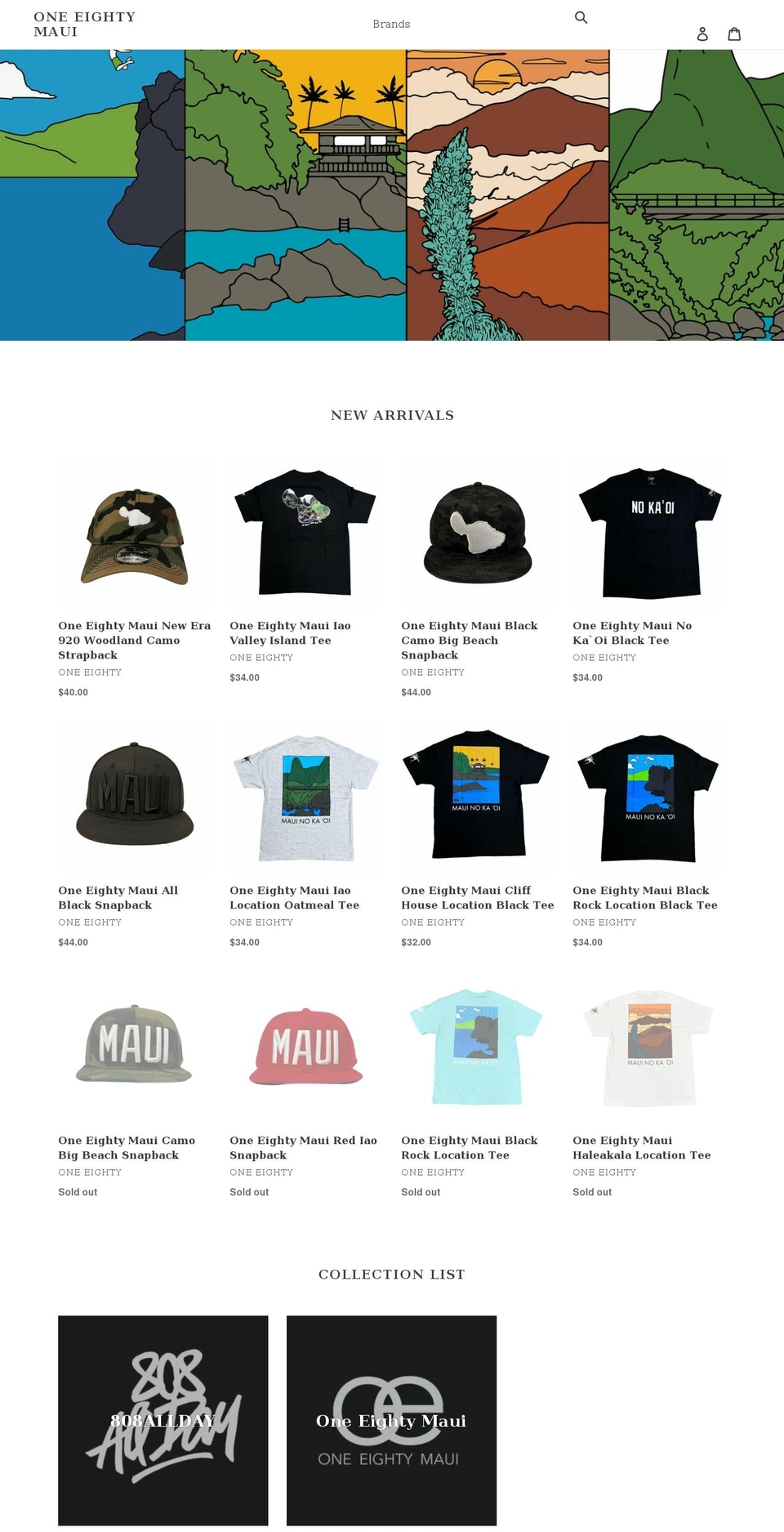 oneeightymaui.com shopify website screenshot