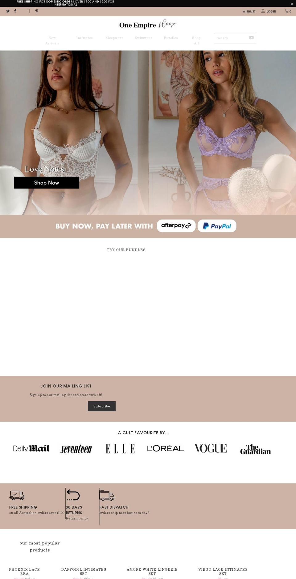 oneempire.com.au shopify website screenshot