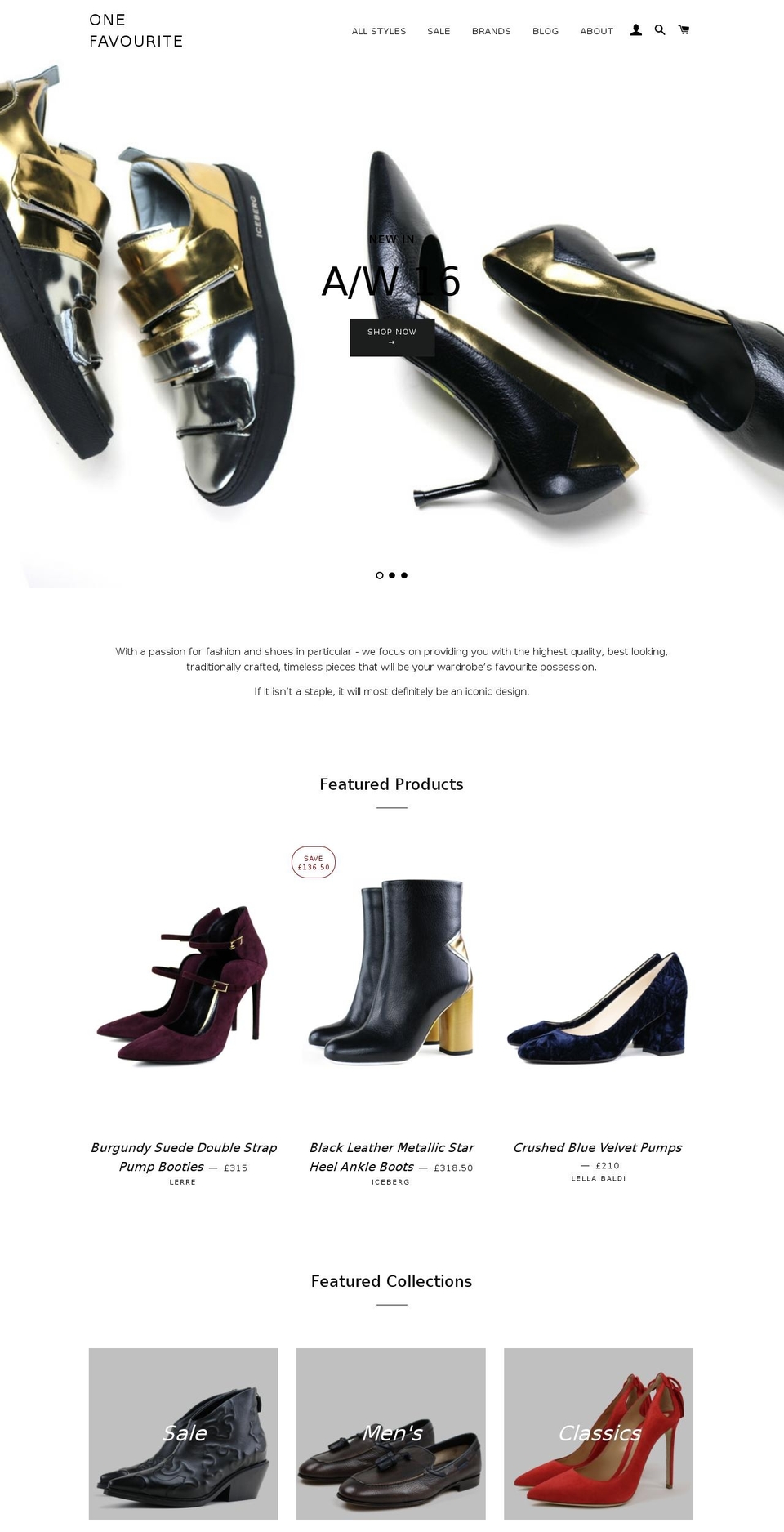 onefavourite.com shopify website screenshot