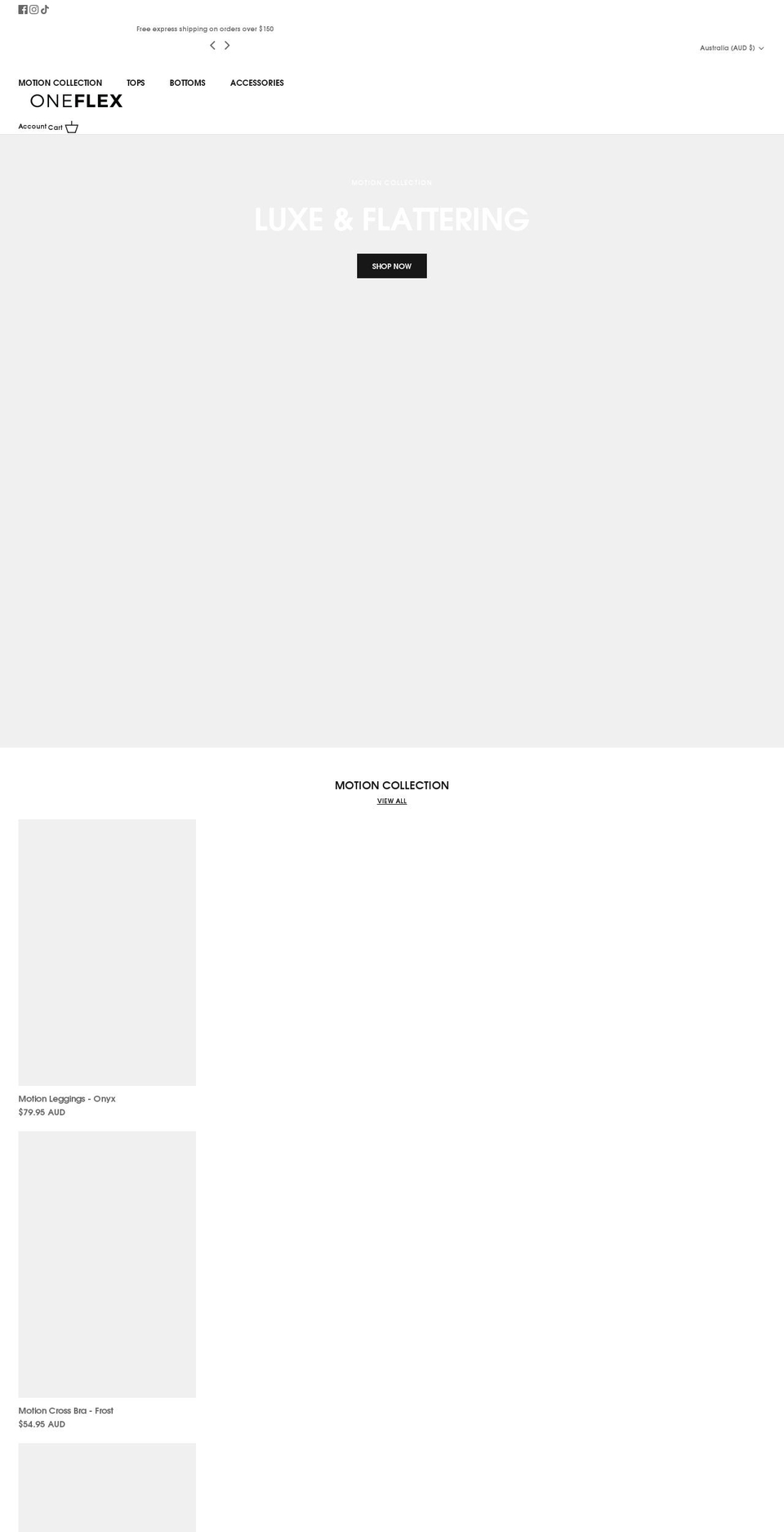 oneflex.com.au shopify website screenshot