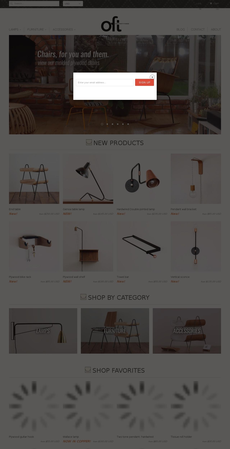 onefortythree.com shopify website screenshot