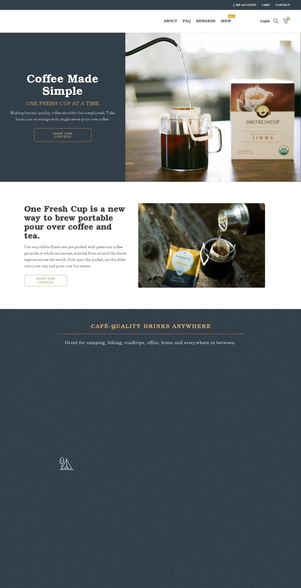 onefreshcup.coffee shopify website screenshot