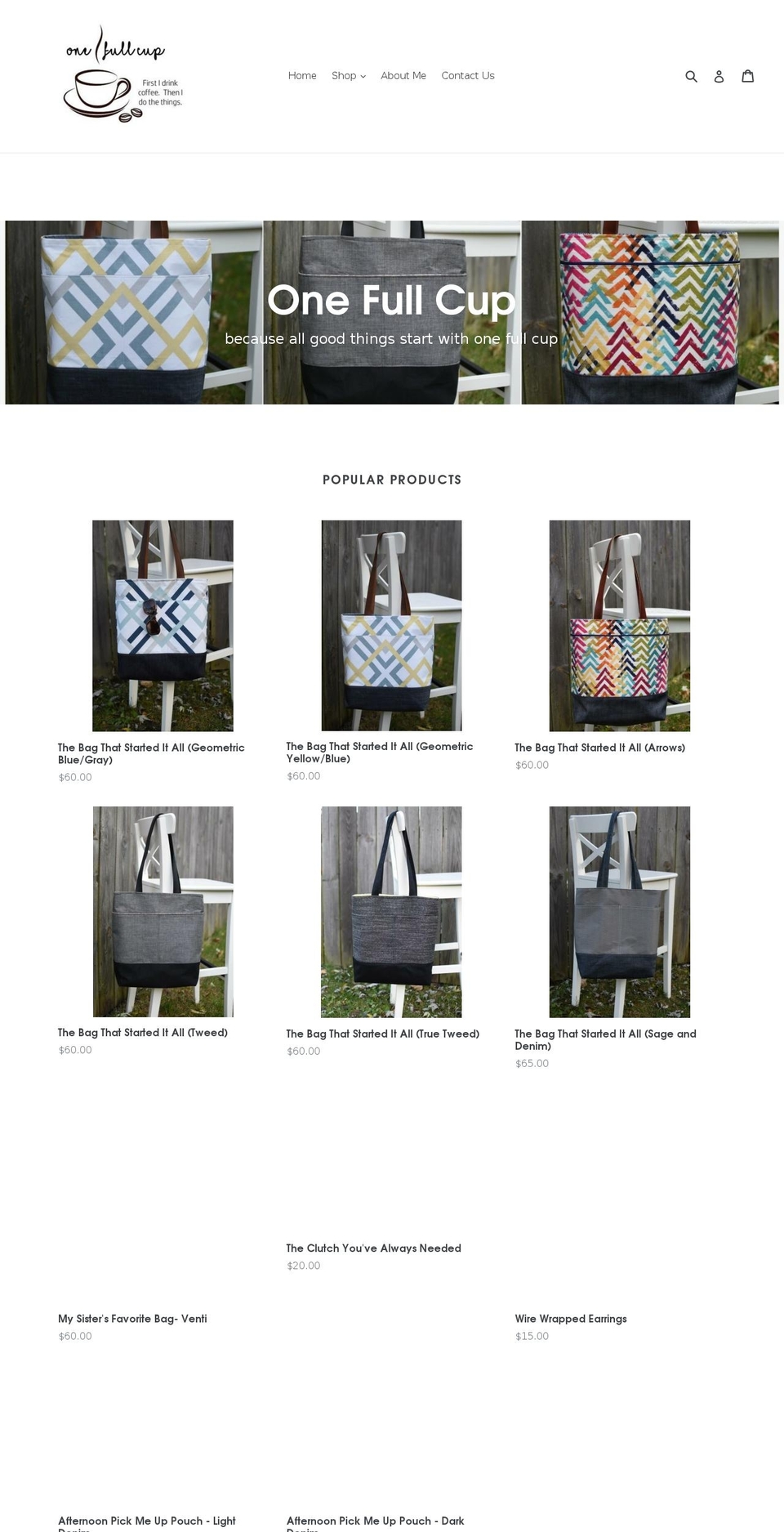 onefullcup.com — Shopify storefront screenshot