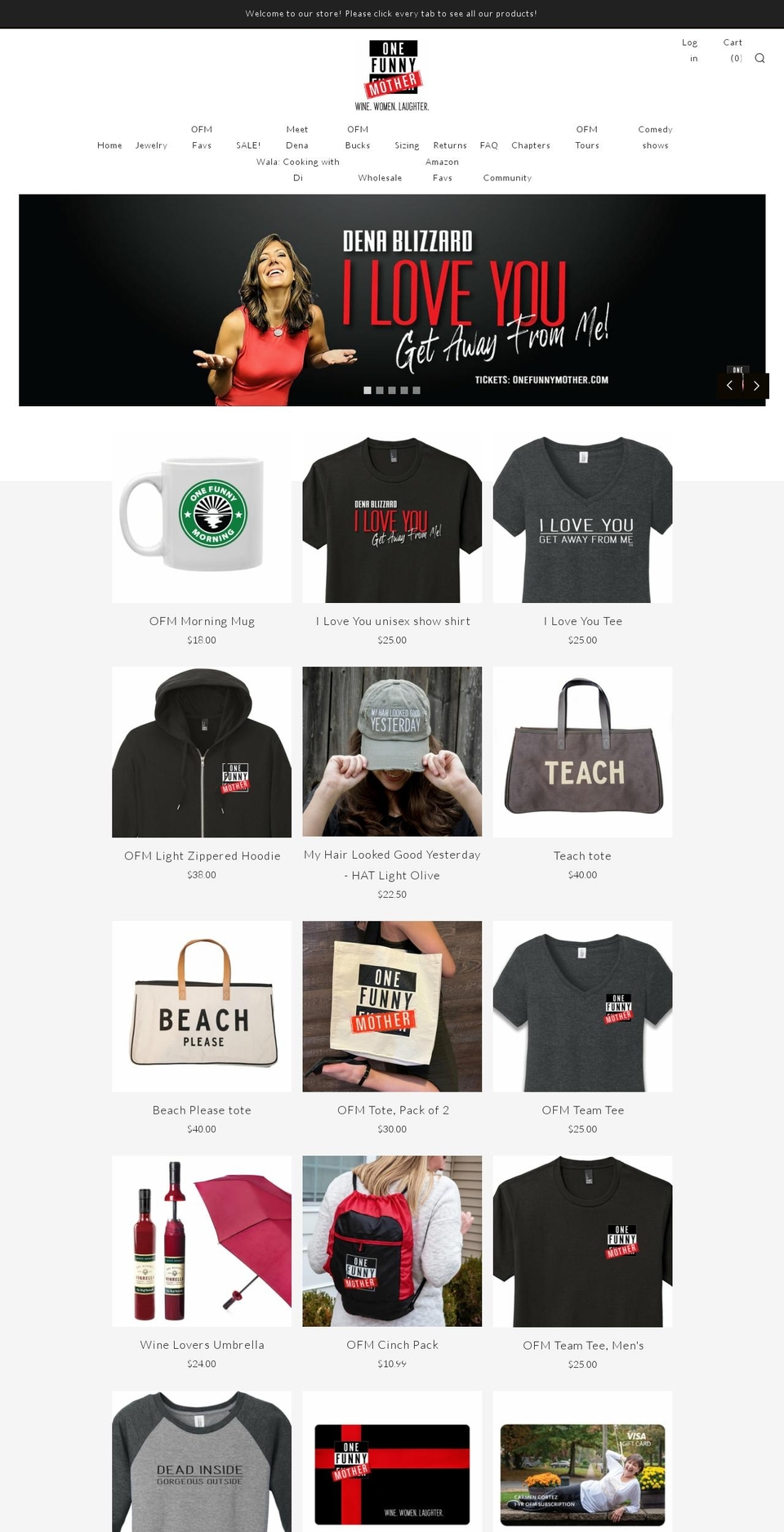 onefunnymotherstore.com — Shopify storefront screenshot