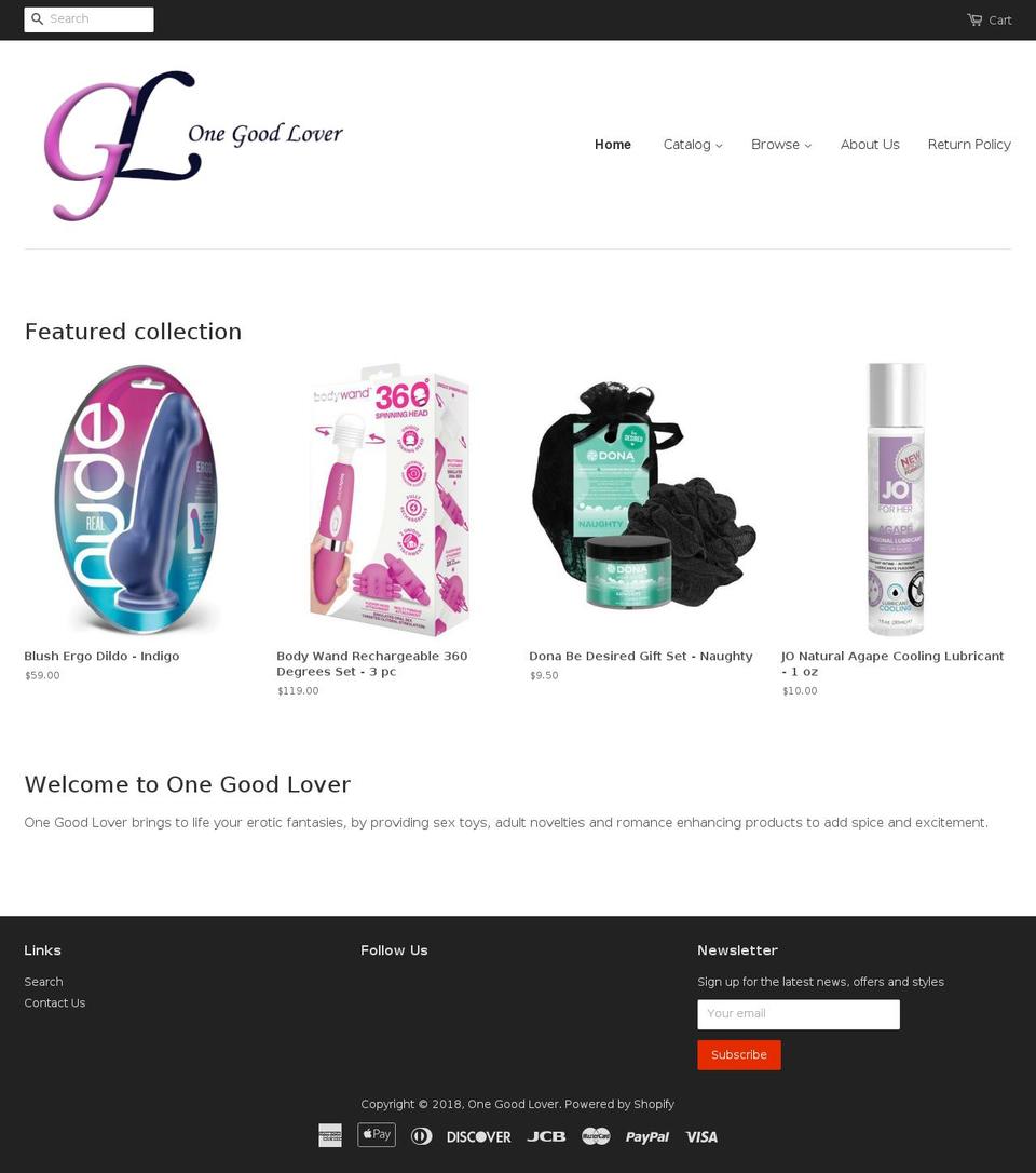 onegoodlover.com — Shopify storefront screenshot