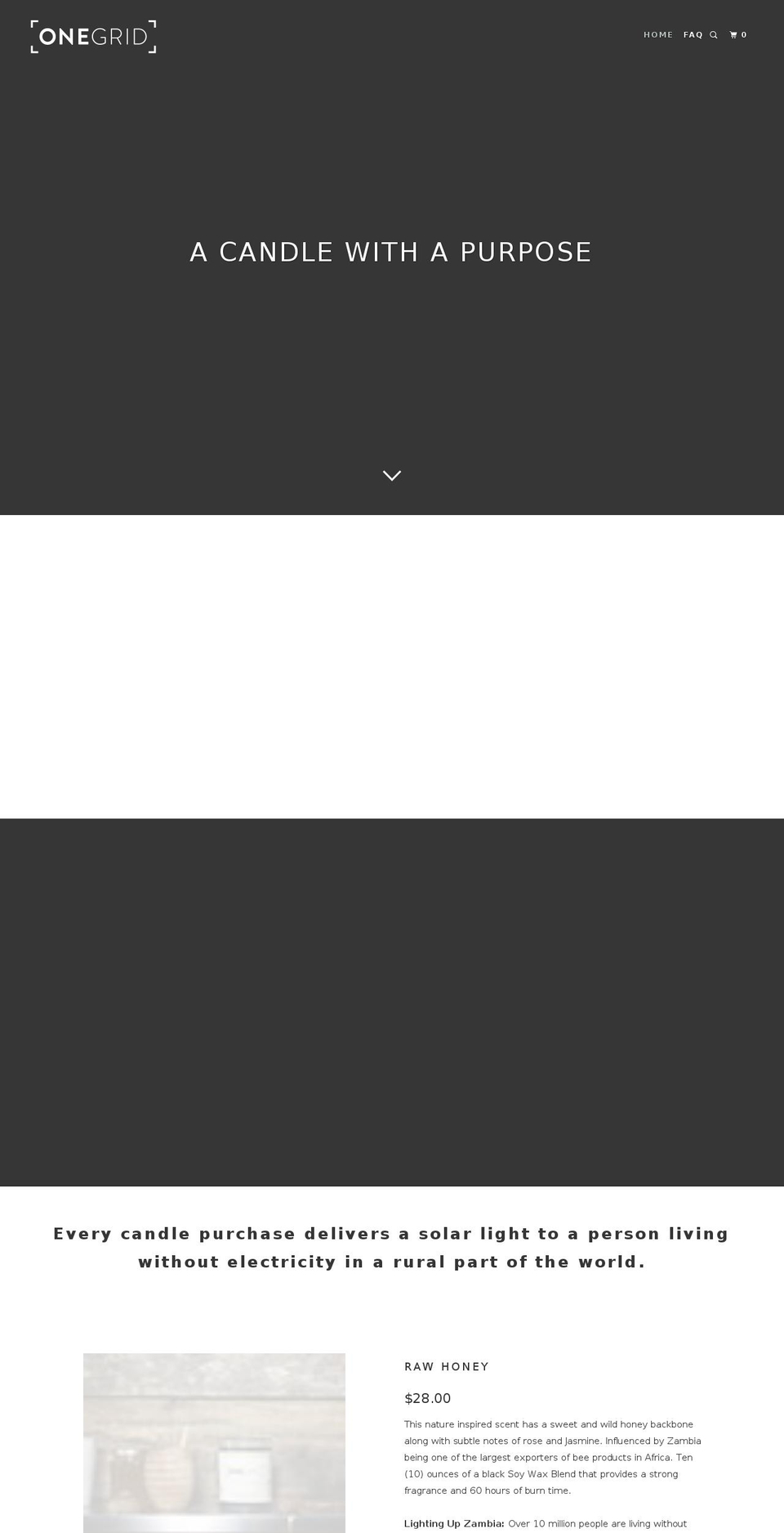 onegridcandle.com shopify website screenshot