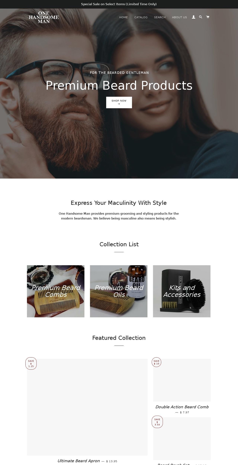 onehandsomeman.com shopify website screenshot