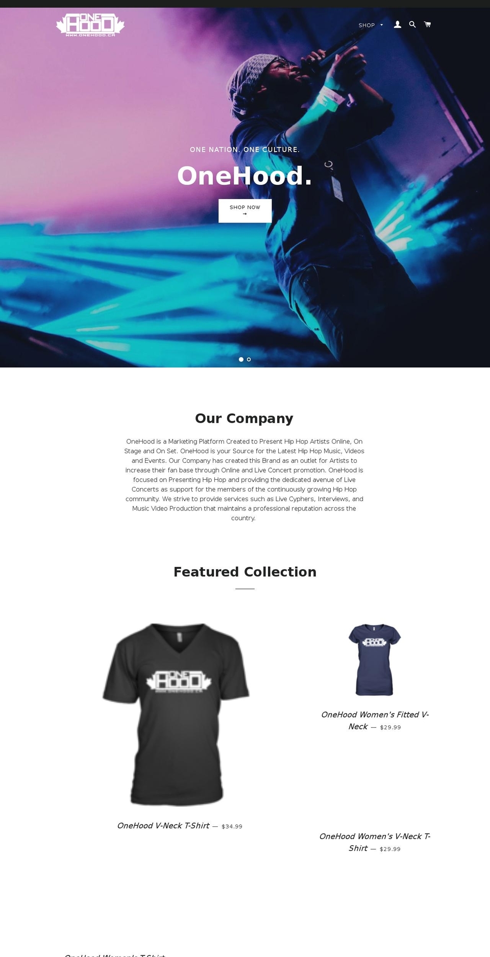 onehoodstore.com — Shopify storefront screenshot