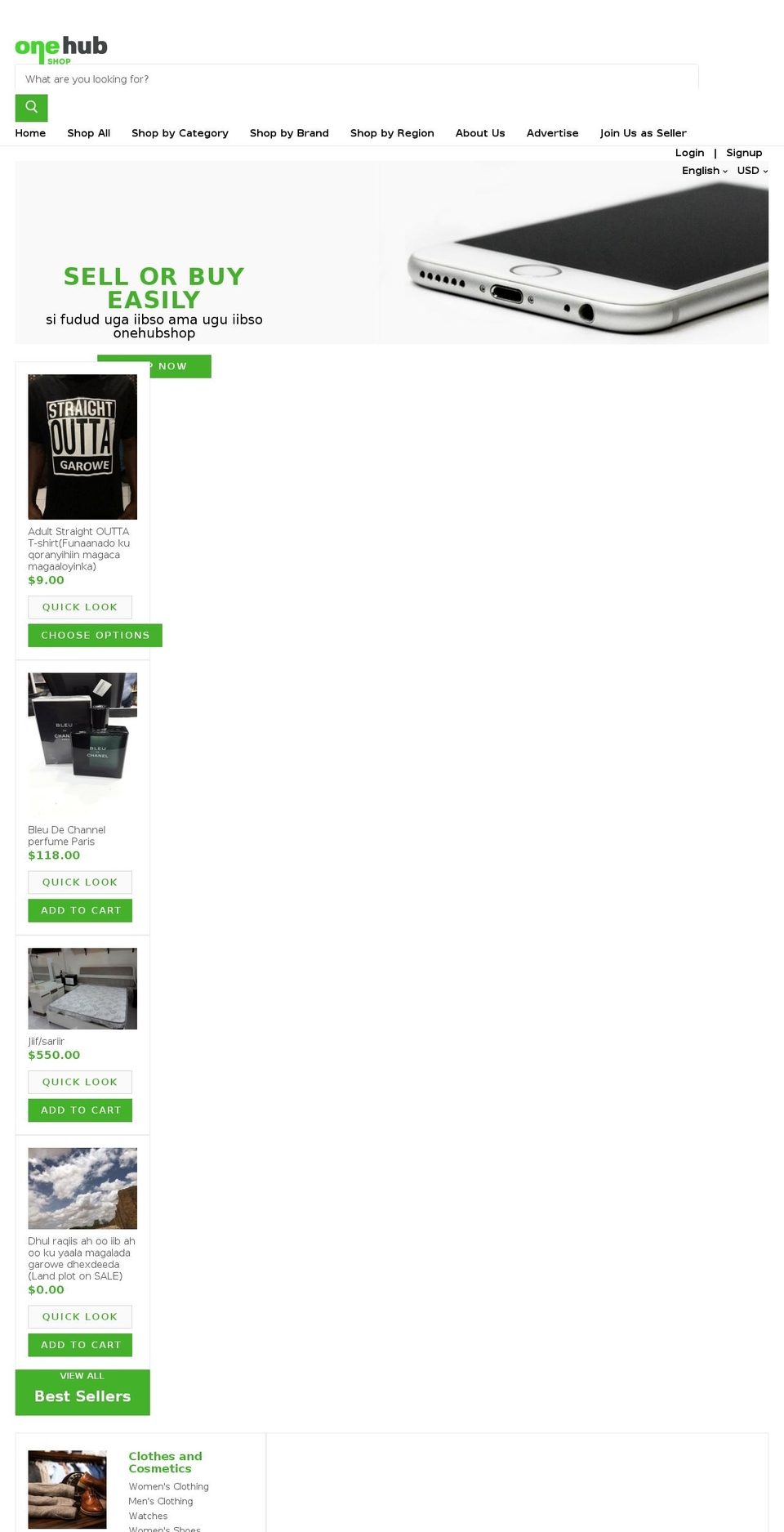 onehubshop.org shopify website screenshot