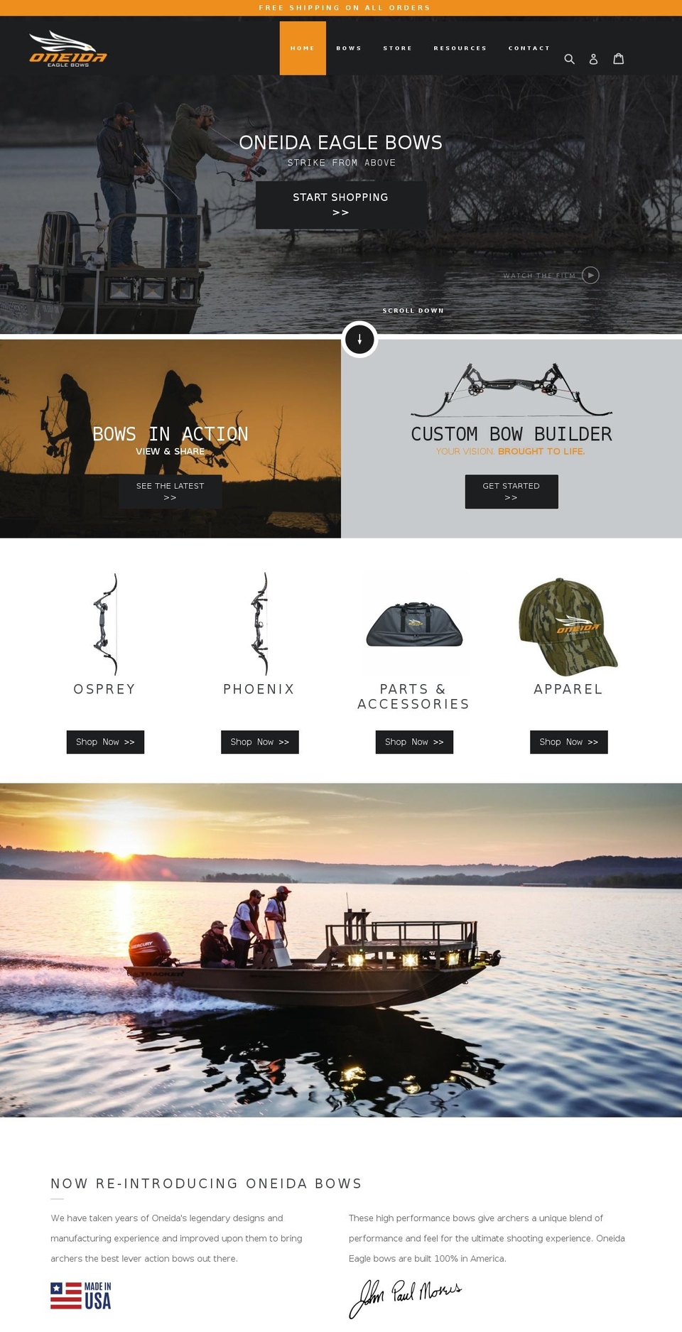 oneidabow.com shopify website screenshot