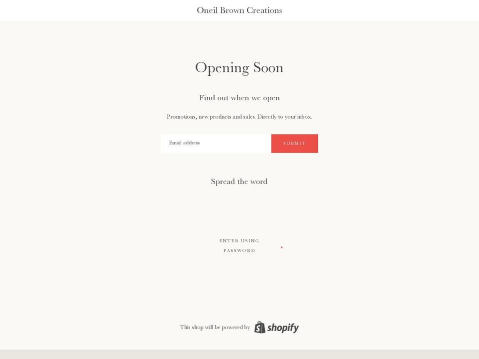 oneilbrown.com — Shopify storefront screenshot