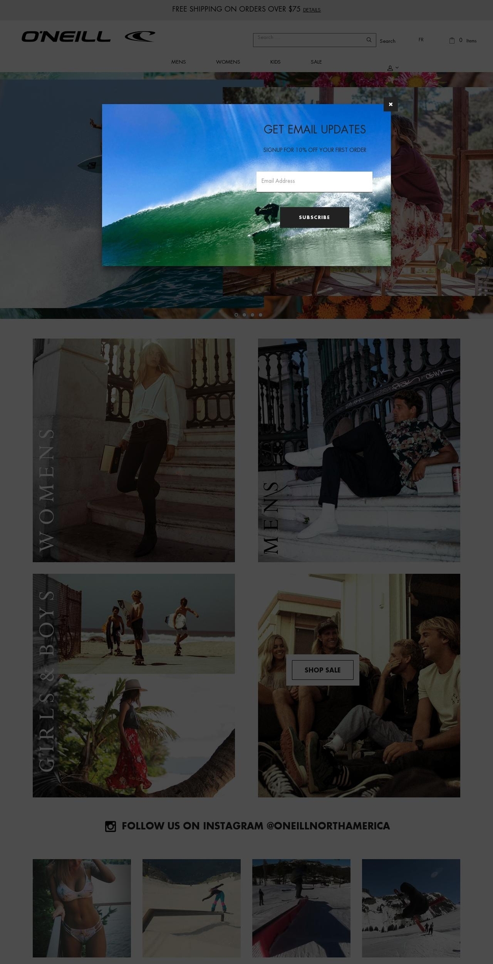 O'Neill 1.0.3 - Newsletter Popup Shopify theme site example oneillcanada.com