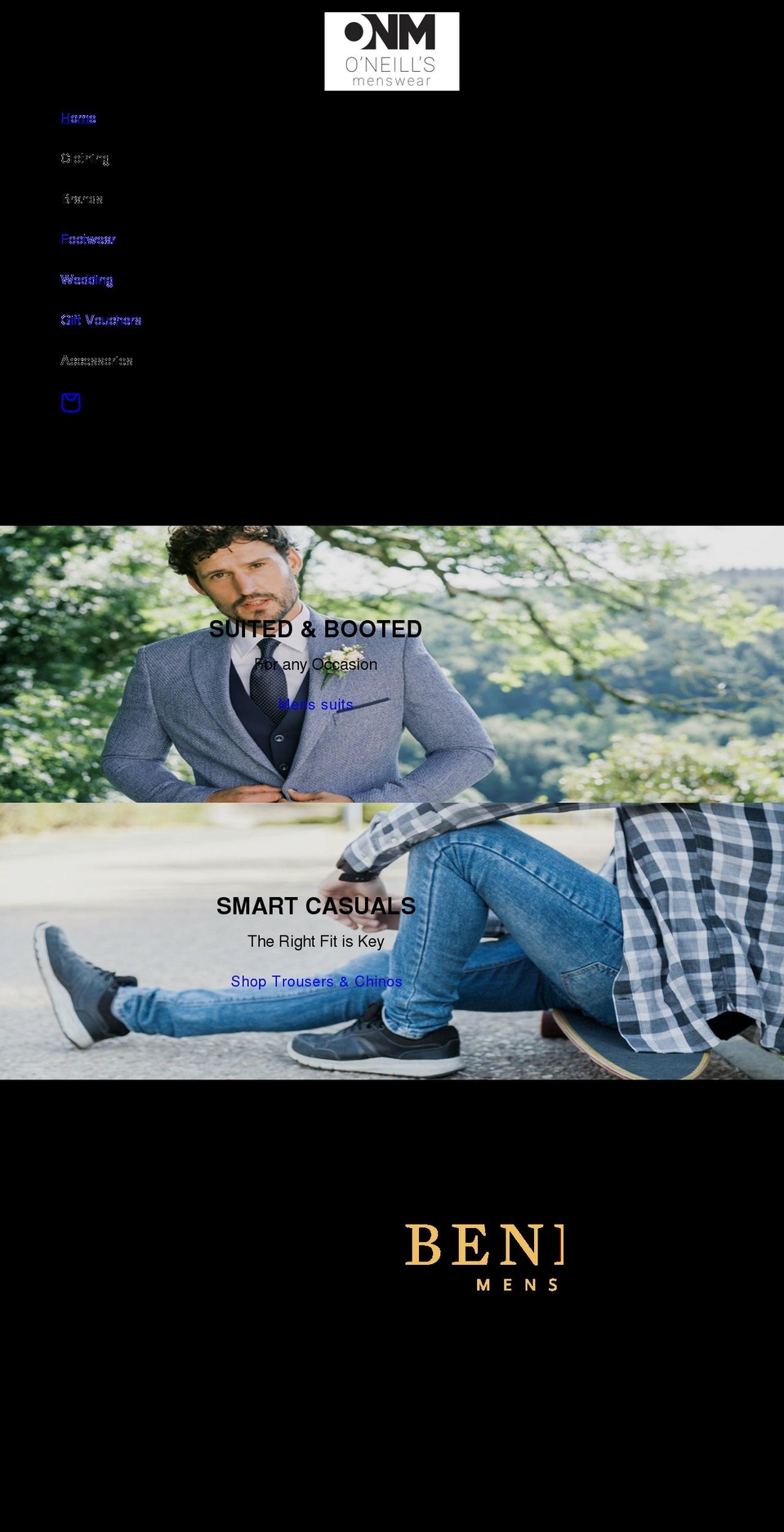 oneillsmenswear.com shopify website screenshot