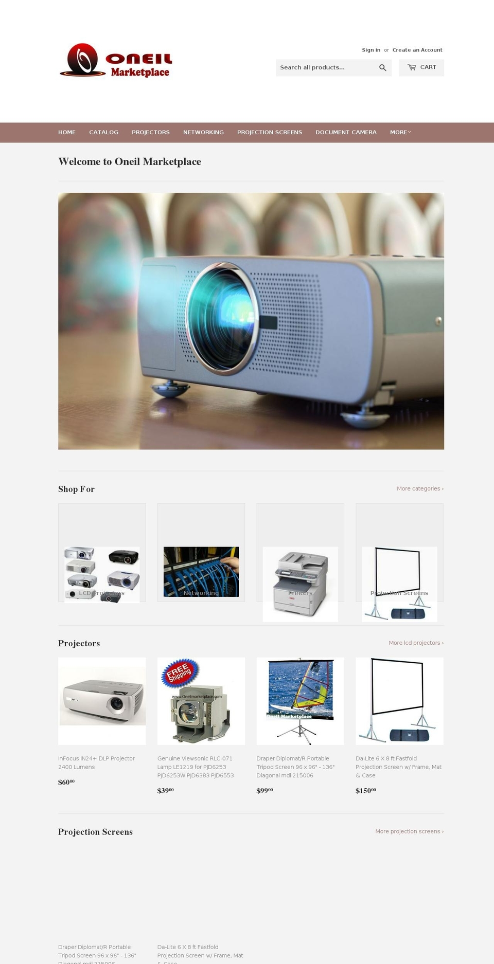 oneilmarketplace.com shopify website screenshot