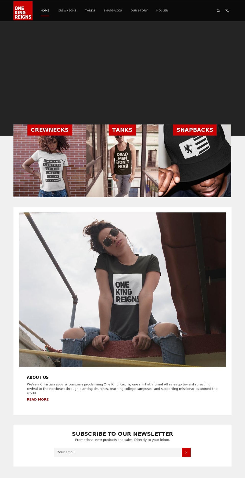 onekingreigns.com — Shopify storefront screenshot