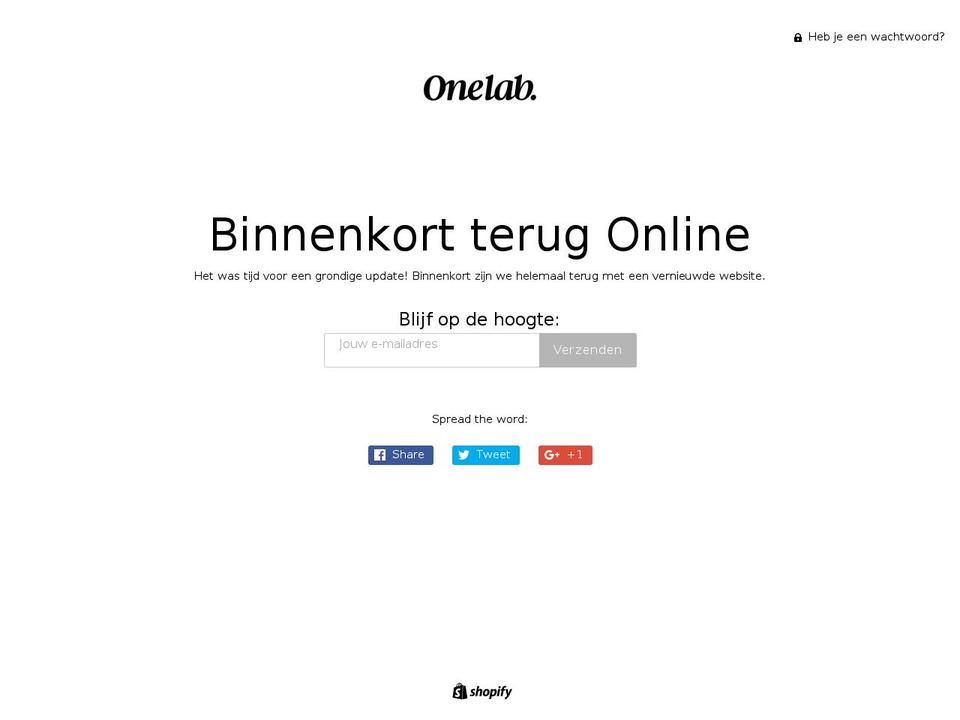 onelab.be shopify website screenshot