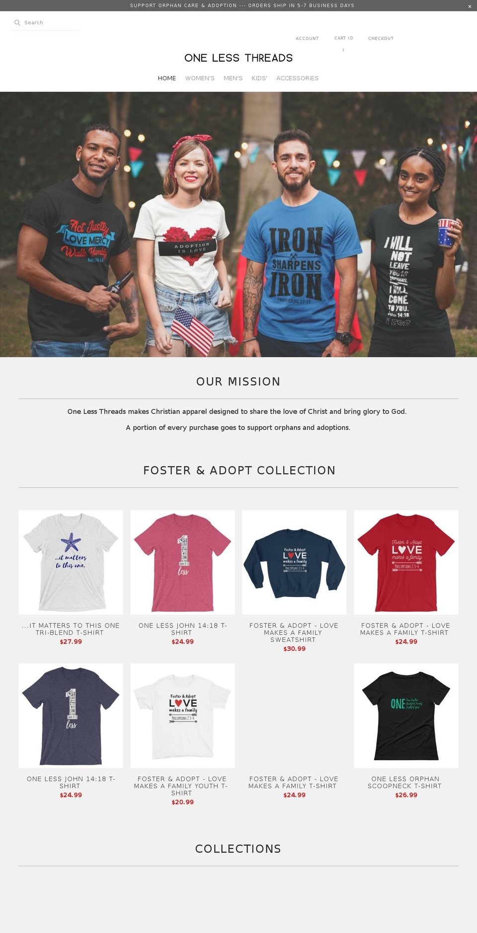 onelessthreads.com — Shopify storefront screenshot