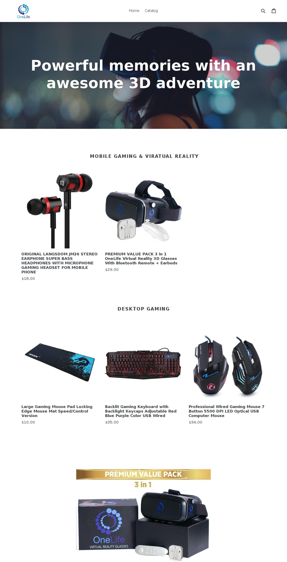 onelifexperience.com — Shopify storefront screenshot