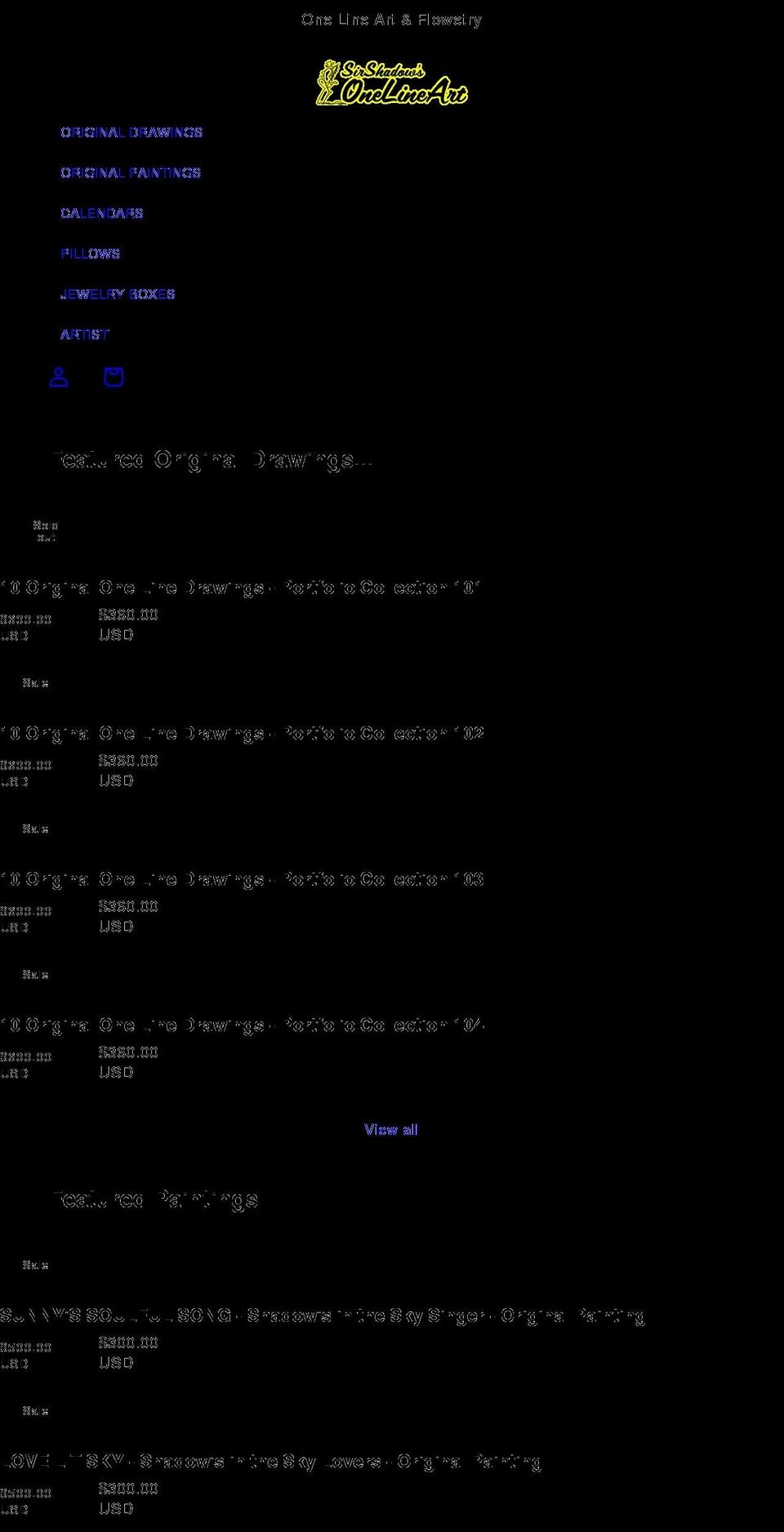 onelineart.com shopify website screenshot
