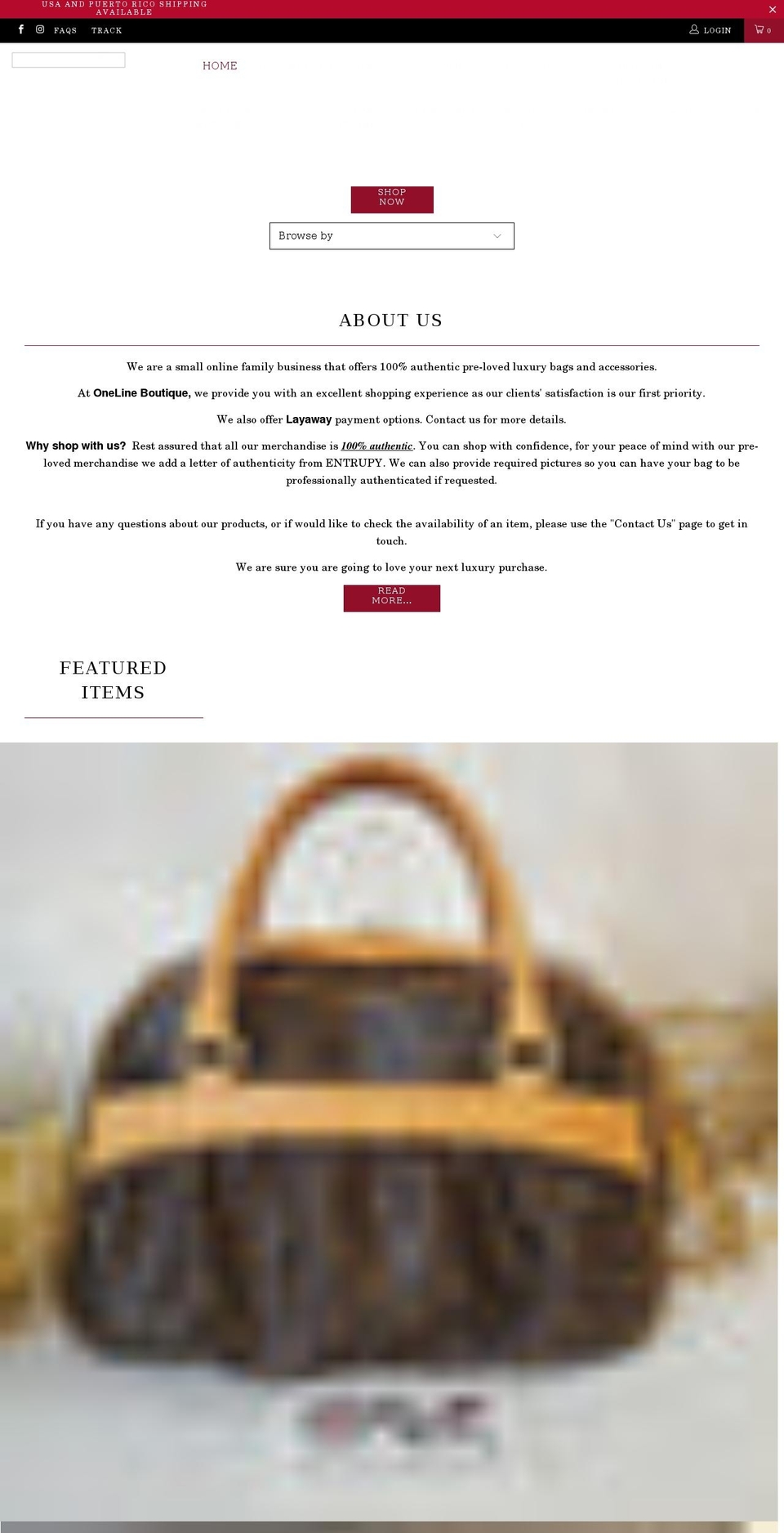 onelineboutique.com shopify website screenshot