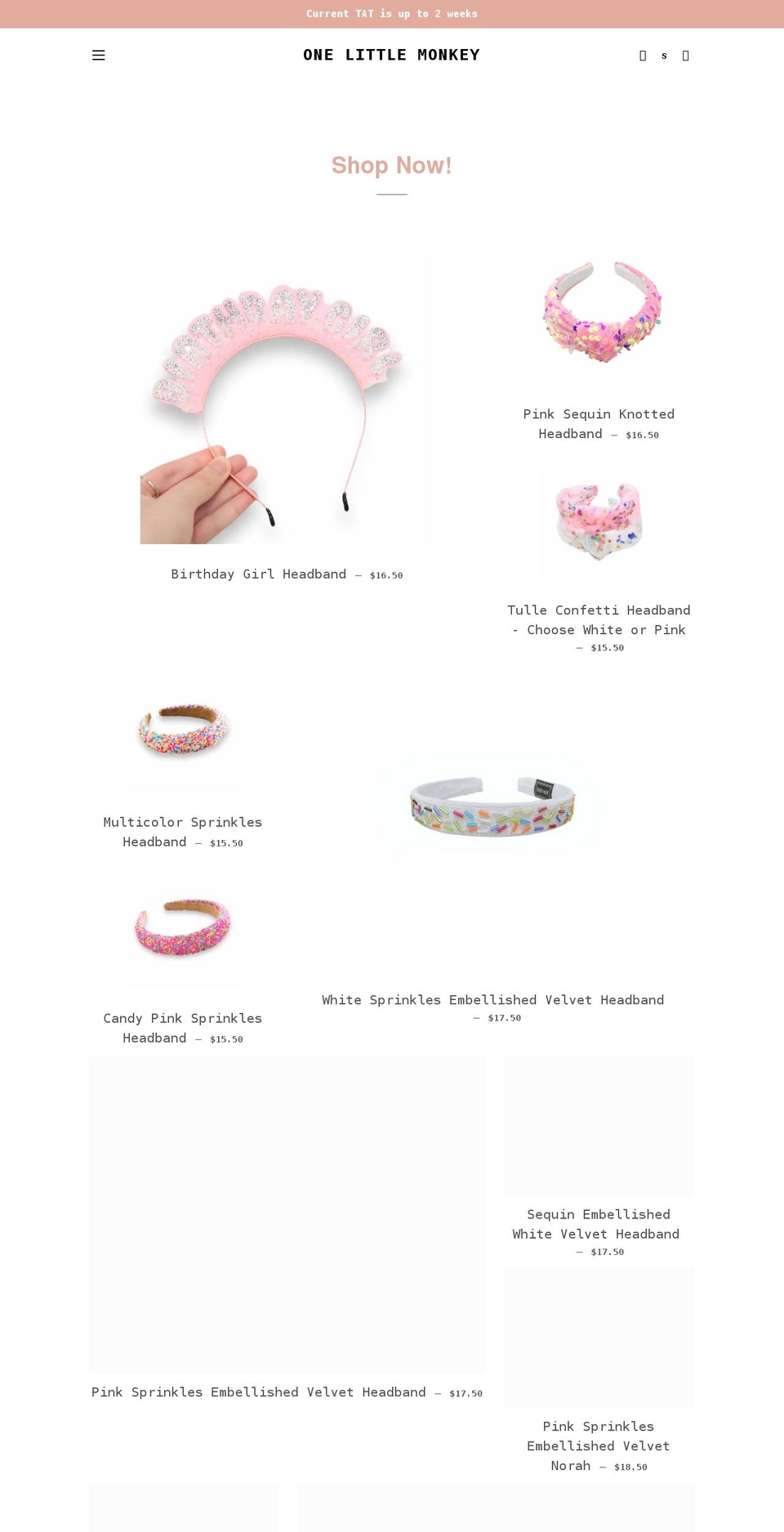 onelittlemonkeyshop.com shopify website screenshot