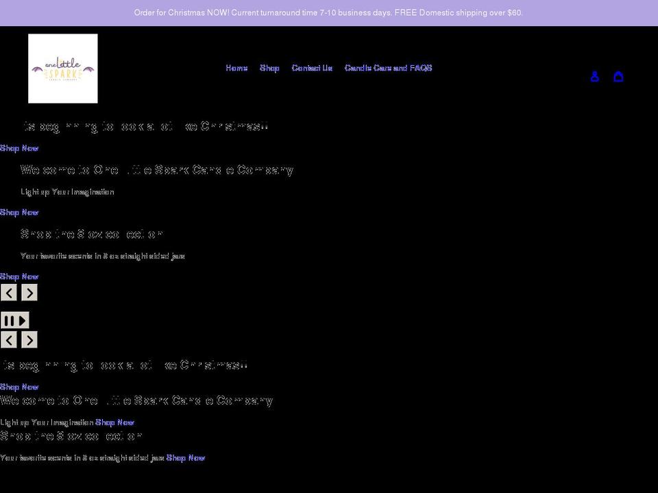 onelittlesparkcandlecompany.com shopify website screenshot
